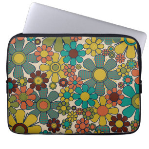 Housse Pour Ordinateur Portable Jardin Rétro En vichy Fleurs les années 70 Motif F