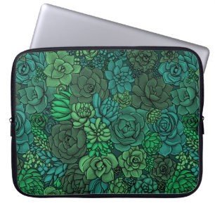 Housse Pour Ordinateur Portable Jardin succulent en vert