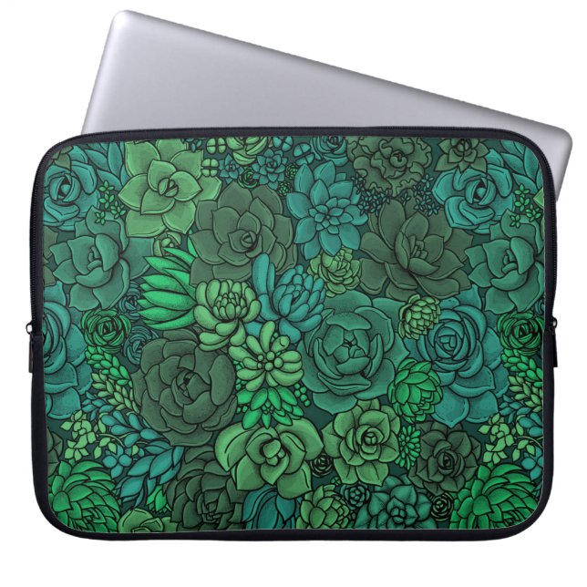 Housse Pour Ordinateur Portable Jardin succulent en vert (Devant)