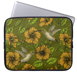 Housse Pour Ordinateur Portable Jardin tropical nocturne jaune et vert