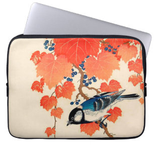 Housse Pour Ordinateur Portable Jay Bird japonais vintage et Grapevine d'automne