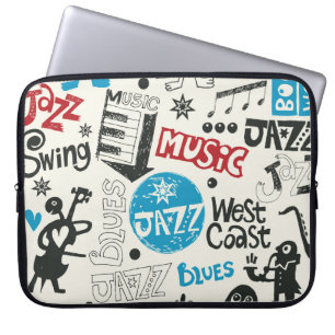 Housse Pour Ordinateur Portable Jazz Doodle : Mélange de Musique Eclectique