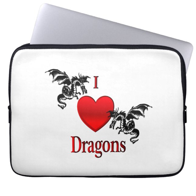 Housse Pour Ordinateur Portable Je Coeur Dragons (Devant)