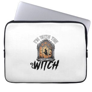 Housse Pour Ordinateur Portable Je Suis Avec La Sorcière Vintage Halloween