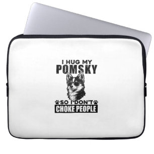 Housse Pour Ordinateur Portable J'Embrasse Ma Pomsky Donc Je Ne Choque Pas Les Gen