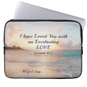 Housse Pour Ordinateur Portable Jérémie 31:3 Je vous ai aimés Bible Ocean Sunset