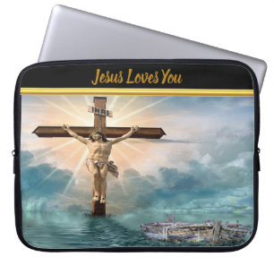 Housse Pour Ordinateur Portable Jésus pendu à une croix de crucifixion chrétienne