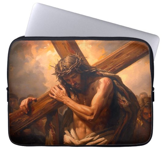 Housse pour ordinateur portable Jésus porte la Cro (Devant)