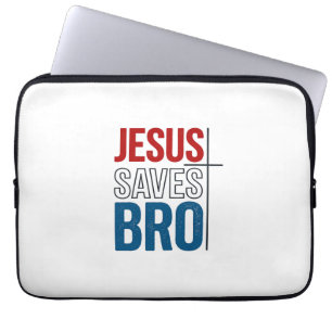Housse Pour Ordinateur Portable Jésus Sauve Frère Typographie Chrétienne Design T-