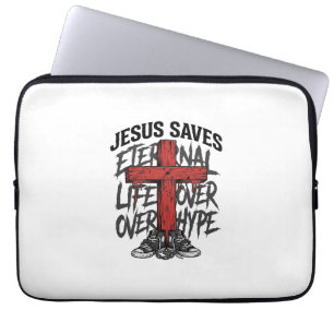 Housse Pour Ordinateur Portable Jésus Sauve Vintage Croix Christian Streetwear Shi