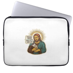 Housse Pour Ordinateur Portable Jésus Téléphone Mort Pas De Musique Humour De Gym