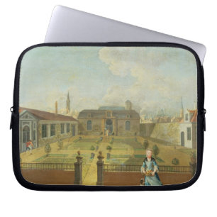 Housse Pour Ordinateur Portable Jeune Madame avec son chien devant un jardin (Se