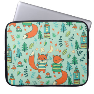 Housse Pour Ordinateur Portable Jeunes Renards : Motif sans couture pour enfants.