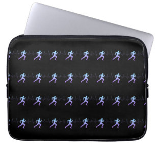 Housse Pour Ordinateur Portable Jogging - Coureurs Silhouette avec Heartbeat Black