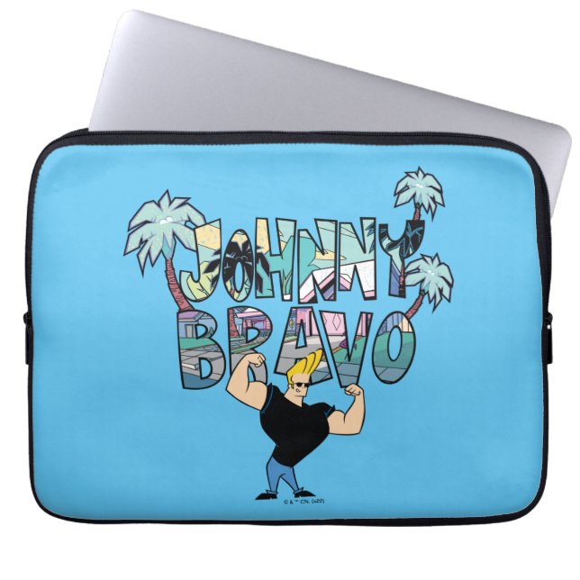 Housse Pour Ordinateur Portable Johnny Bravo Palm Tree Nom (Devant)