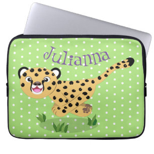 Housse Pour Ordinateur Portable Joli bébé guépard en cours de dessin animé illustr