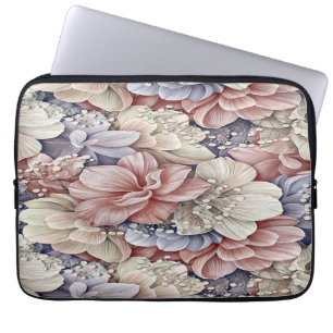 Housse Pour Ordinateur Portable joli bleu rose fleurs