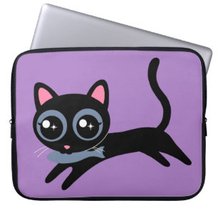 Housse Pour Ordinateur Portable Joli Chat Chaton avec Poisson Cadeau pour Filles