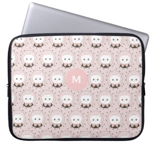 Housse Pour Ordinateur Portable Joli Chat Face Rose Dotty Motif Monogramme