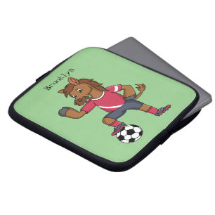 Housse Pour Ordinateur Portable Joli cheval drôle jouant dessin de football