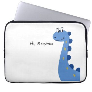 Housse Pour Ordinateur Portable Joli Dinosaure Bleu - Nom personnalisé Sophia