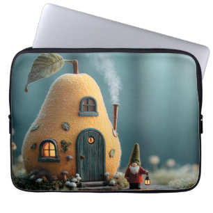 Housse Pour Ordinateur Portable Joli gnome debout près d'une chaumière de fée de p