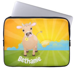 Housse Pour Ordinateur Portable Joli joli maillot de vache et de fleur lever de so