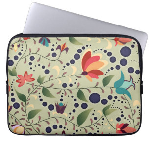 Housse Pour Ordinateur Portable Joli motif de fleurs abstraites sur vert sauge