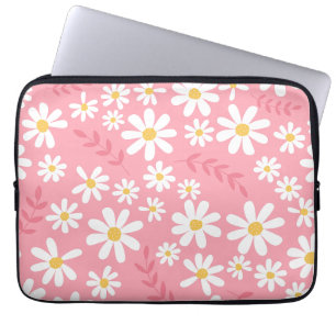 Housse Pour Ordinateur Portable Joli motif floral sans couture de marguerite rose