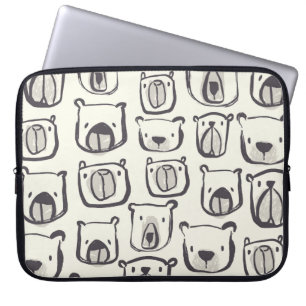 Housse Pour Ordinateur Portable Joli ours visage dessiné à la main gribouillis ill