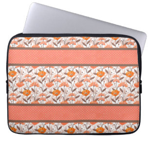 Housse Pour Ordinateur Portable Joli panneau de fleurs de corail et d'orange