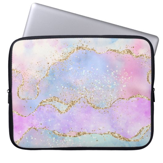 Housse Pour Ordinateur Portable Joli Pastel Agate | Aquarelle de la veine Parties  (Devant)