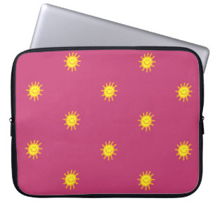 Housse Pour Ordinateur Portable Joli visage heureux soleil motif rose fille