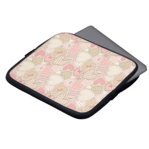 Housse Pour Ordinateur Portable Jolie courtepointe Motif Coeurs roses Bows