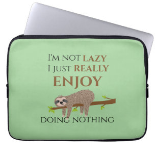 Housse Pour Ordinateur Portable Jolie fentes lazy accrochée sur le texte amusant d