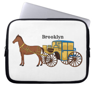 Housse Pour Ordinateur Portable Jolie illustration de cheval et de calèche royale