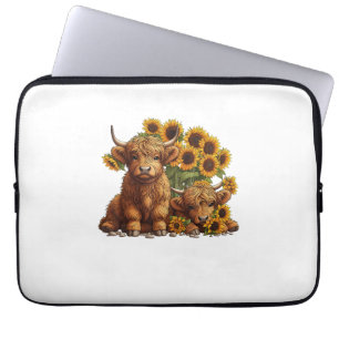 Housse Pour Ordinateur Portable Jolie vache écossaise Highland Sunflower Mothers D