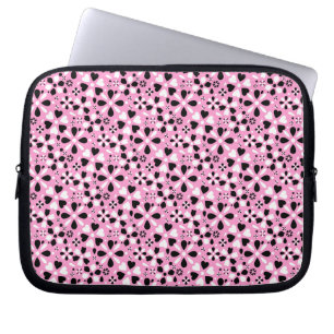 Housse Pour Ordinateur Portable Jolies fleurs blanches noires