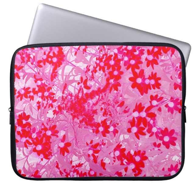 Housse Pour Ordinateur Portable Jolies Fleurs Rouges (Devant)