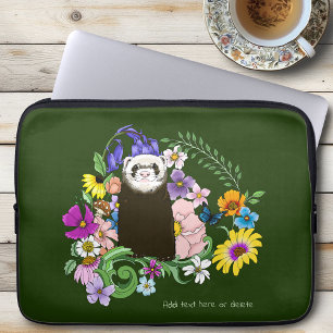 Housse Pour Ordinateur Portable Jolies fleurs sauvages de furet sableux en bois ve