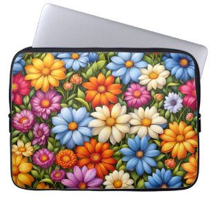 Housse Pour Ordinateur Portable Jolies fleurs, vivement colorées,
