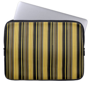 Housse Pour Ordinateur Portable Jolies rayures noires dorées