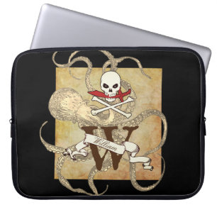 Housse Pour Ordinateur Portable Jolly roger Monogramme initial