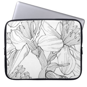 Housse Pour Ordinateur Portable Jonquille ligne fleurs printanières.