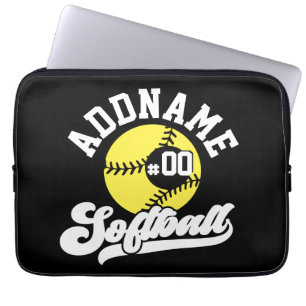 Housse Pour Ordinateur Portable Joueur de softball personnalisé AJOUTER LE NOM Équ