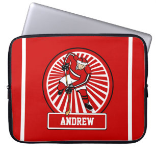 Housse Pour Ordinateur Portable Joueur Personnalisé De Hockey Sur Glace