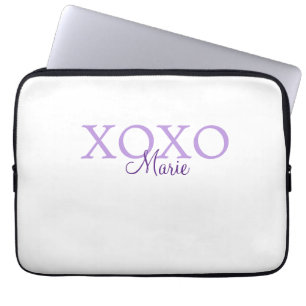 Housse Pour Ordinateur Portable Jour de la Saint Valentin Xoxo ajouter nom pastel 