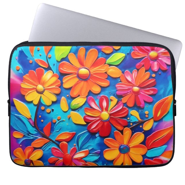 Housse Pour Ordinateur Portable Joyeuse peinture florale (Devant)