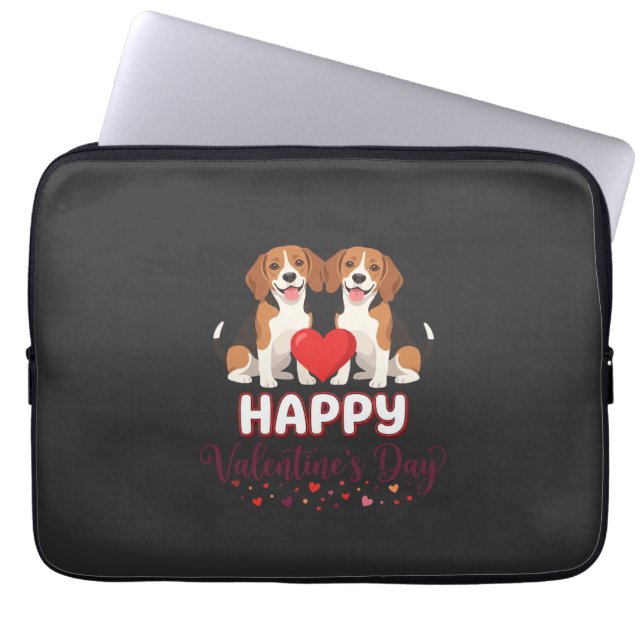 Housse Pour Ordinateur Portable Joyeuse Saint-Valentin Couple Beagle (Devant)