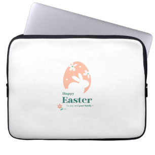 Housse Pour Ordinateur Portable Joyeuses Pâques – Lapin & Œuf Décor Floral